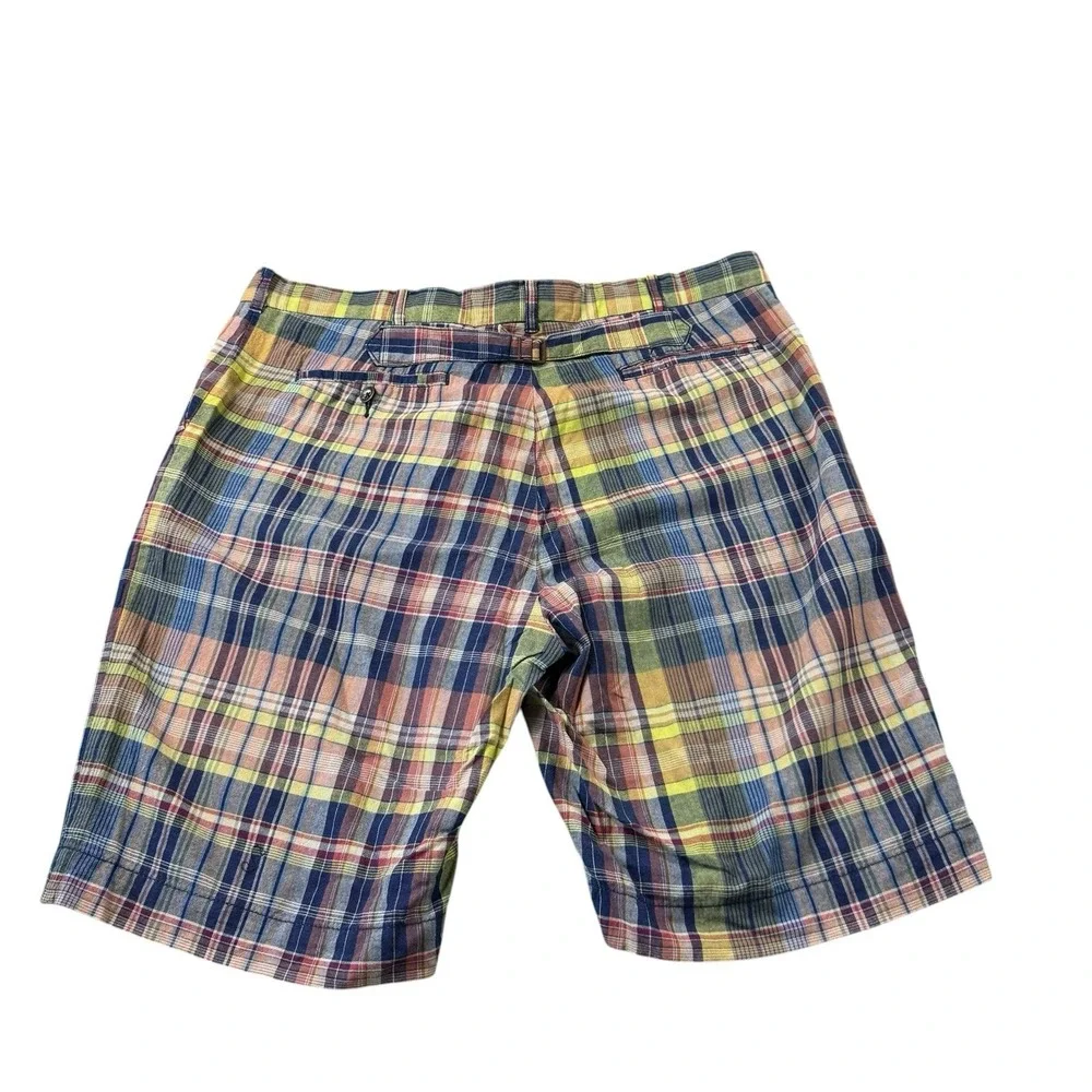 Polo Ralph Lauren Multicolor VTG Madras Cinch Back Chino Short Size 38